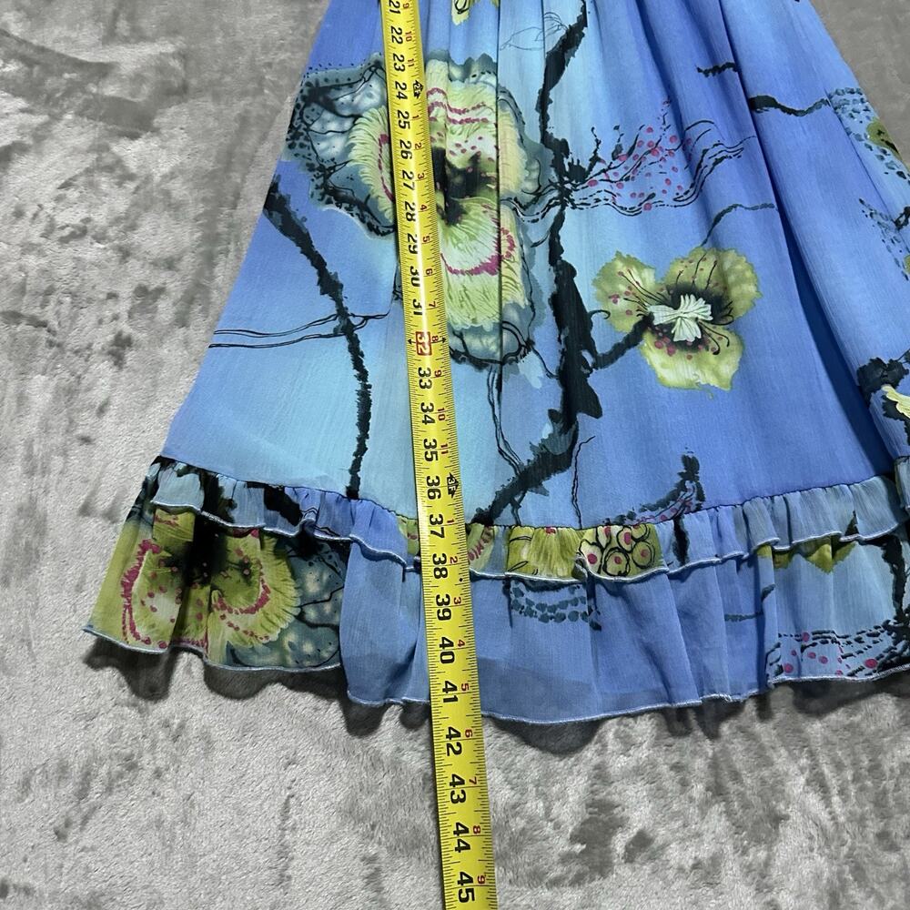 Y2K Sheer Milkmaid Fairycore Whimsigoth Knee Length Blue Dress Size M Smocked - Picture 10 of 10